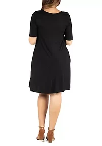 Plus Knee Length  Pocket T Shirt Dress