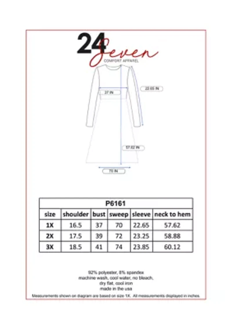 Plus Long Sleeve Fit-and-Flare Midi Dress