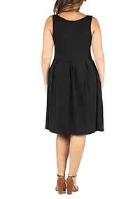Plus Sleeveless Midi  Fit and Flare Pocket Dress