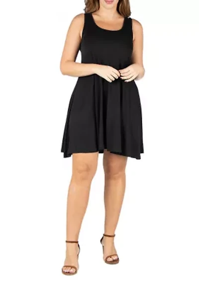 Plus Fit and Flare Knee Length  Tank Dress