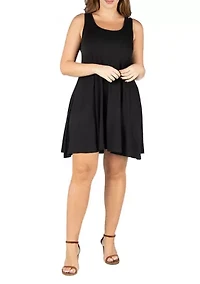 Plus Fit and Flare Knee Length  Tank Dress