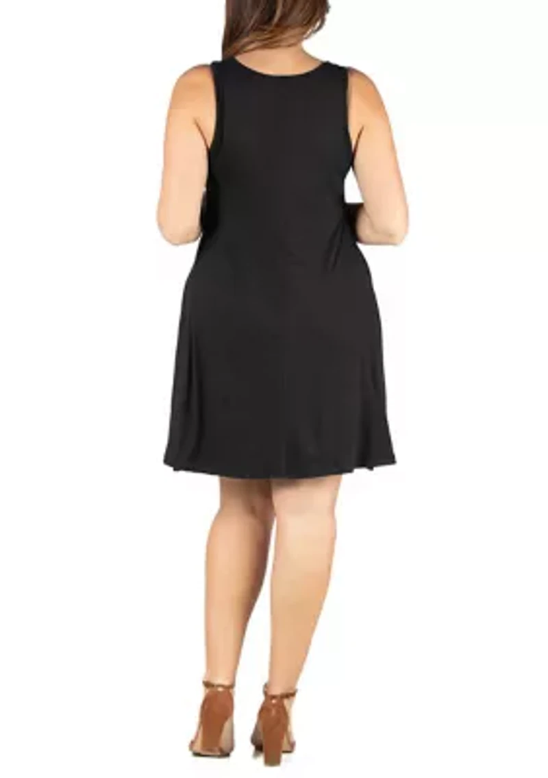 Plus Fit and Flare Knee Length  Tank Dress