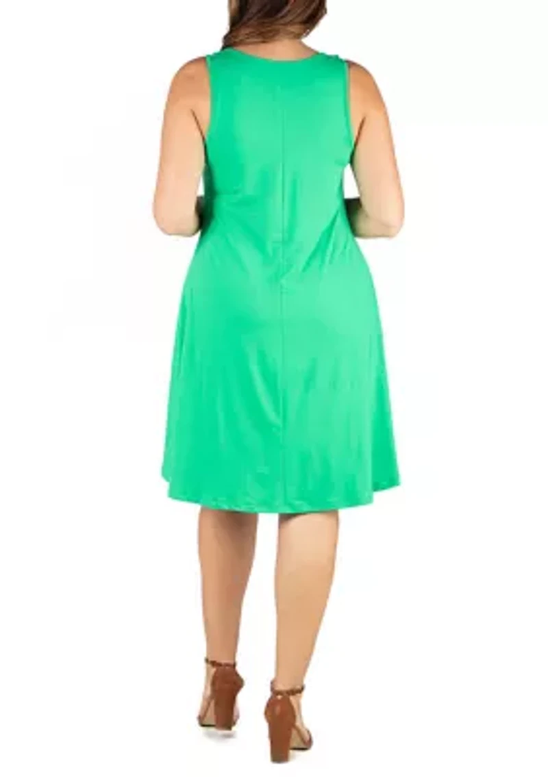 Plus Fit and Flare Knee Length  Tank Dress