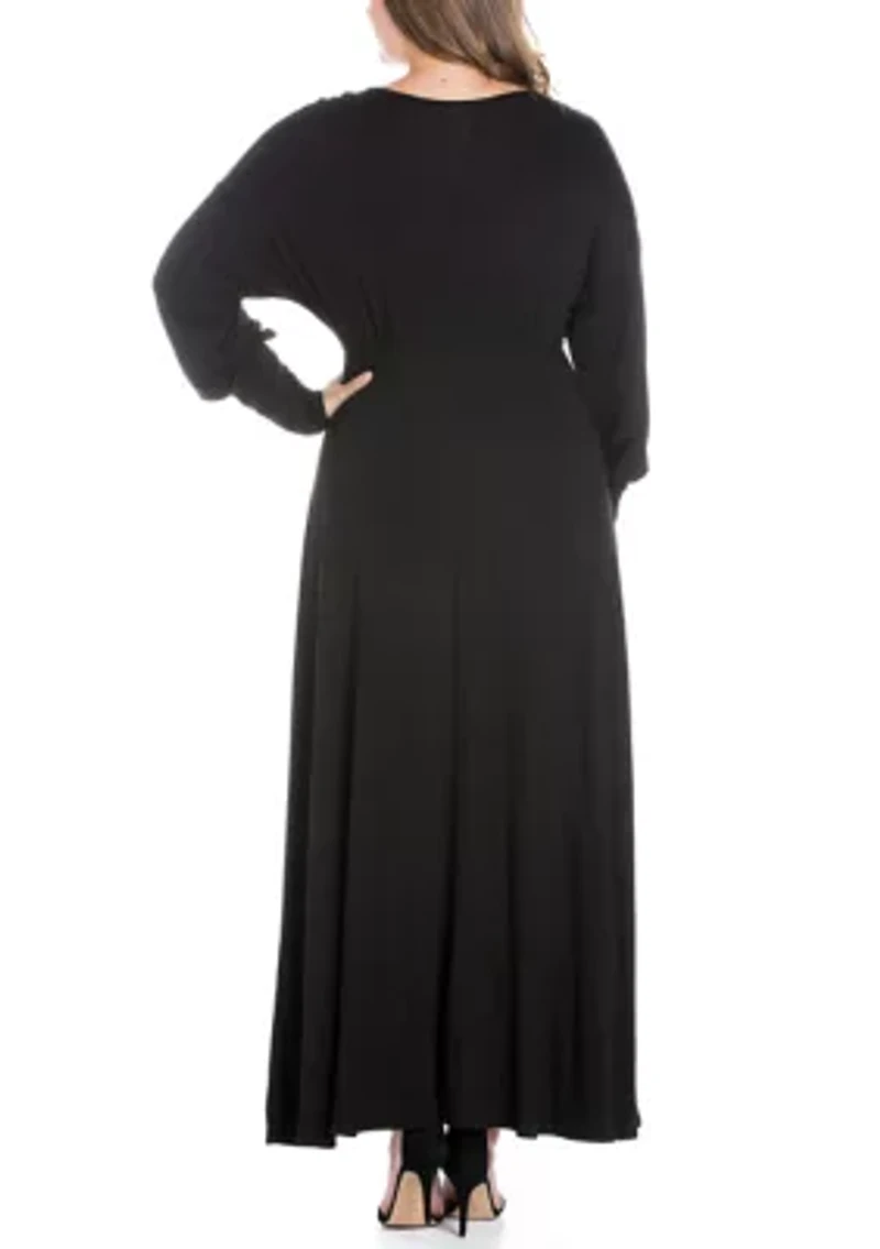 Plus V-Neck Long Sleeve Maxi Dress