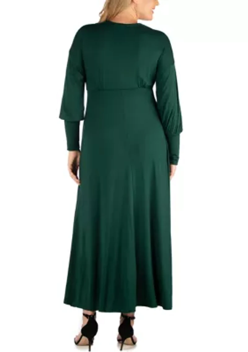 Plus V-Neck Long Sleeve Maxi Dress