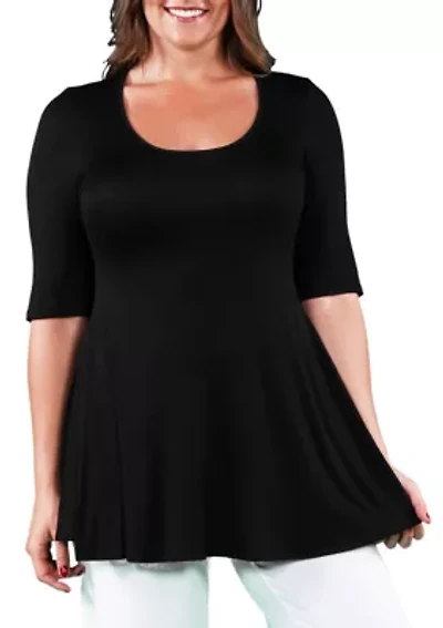 Plus Elbow Sleeve Tunic Top