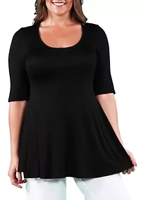 Plus Elbow Sleeve Tunic Top