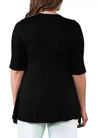 Plus Elbow Sleeve Tunic Top