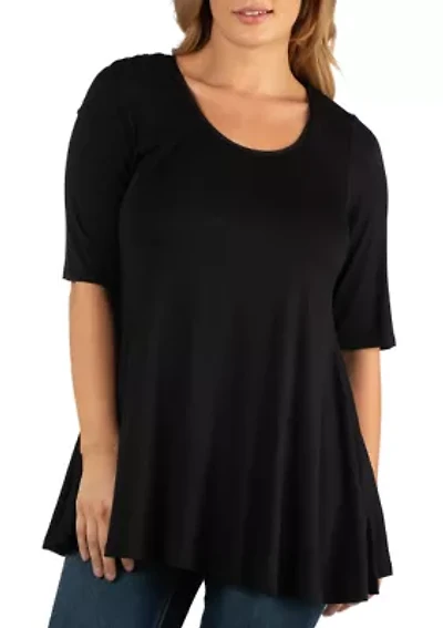 Plus Elbow Sleeve Tunic Top