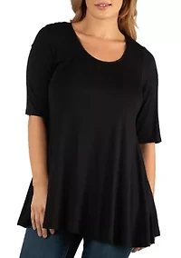 Plus Elbow Sleeve Tunic Top