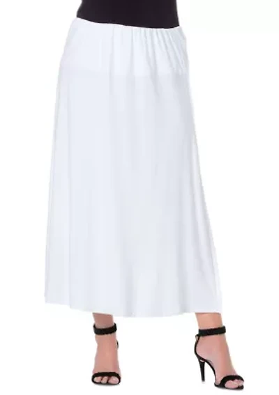 Plus Elastic Waist Solid Color Maxi Skirt