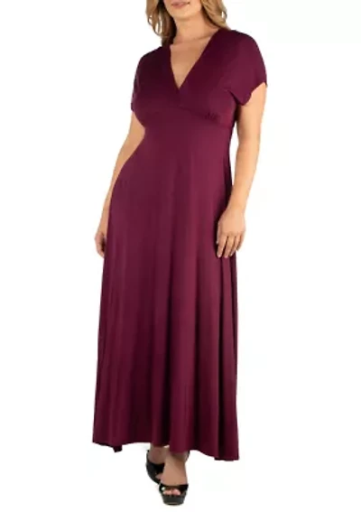 Plus Empire Waist V-Neck Maxi Dress