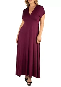 Plus Empire Waist V-Neck Maxi Dress