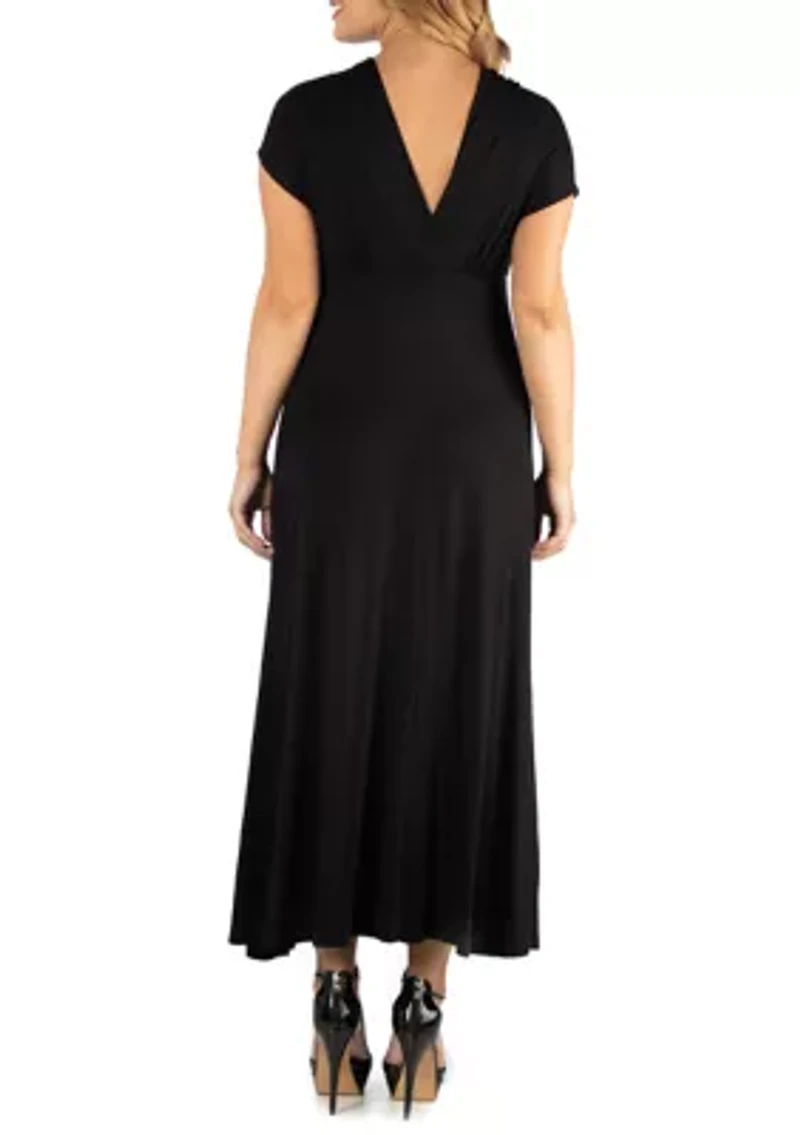 Plus Empire Waist V-Neck Maxi Dress