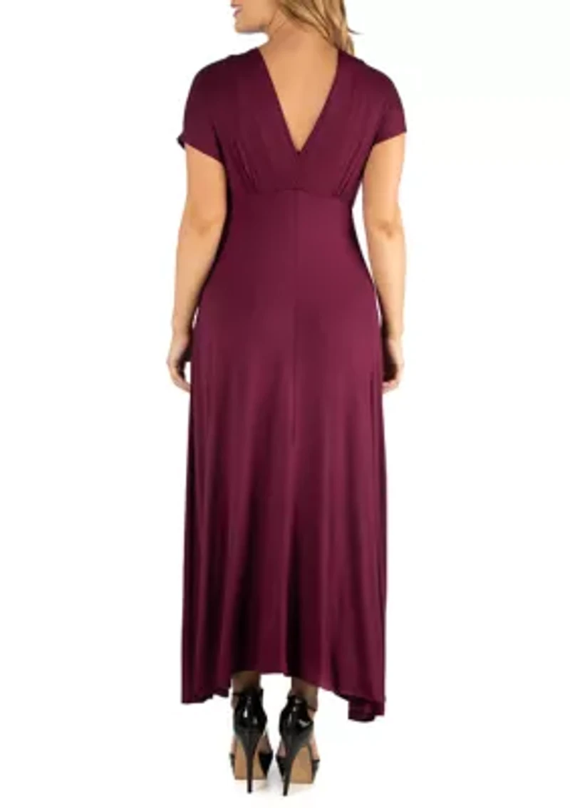 Plus Empire Waist V-Neck Maxi Dress