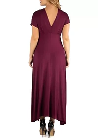 Plus Empire Waist V-Neck Maxi Dress