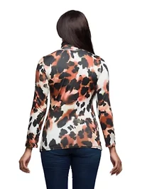 Womens Long Sleeve Turtleneck Top Animal Print