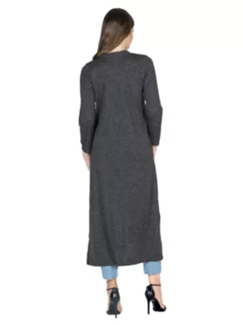 Long Duster Open Front Knit Cardigan