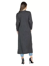 Long Duster Open Front Knit Cardigan