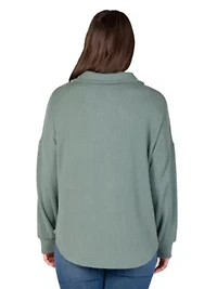 24seven Comfort Apparel Ribbed Button Up Long Sleeve Collared Shirt Jacket