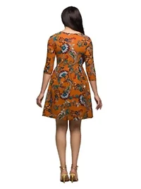 Womens Rust Paisley Print Fit Flare Knee Length Dress