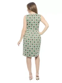 Womens Geometric Sleeveless Fit N Flare Knee Length A Line Dress