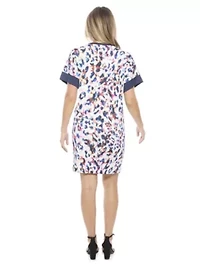Womens Abstract Short Sleeve Knee Length T Shirt Dress