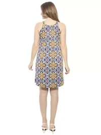 Womens Floral Knee Length Paisley Sleeveless Keyhole Dress