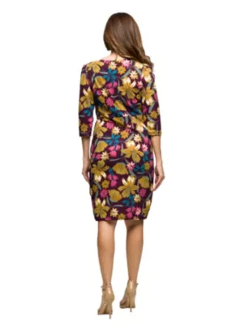 Womens Floral Print Faux Wrap Dress
