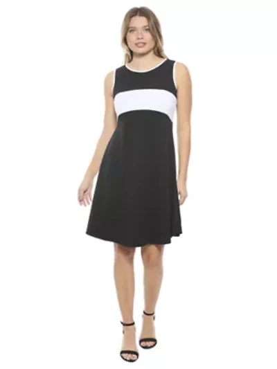 Womens Sleeveless Round Neck Knee Length Soft Flare A Line Dress