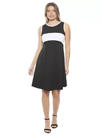 Womens Sleeveless Round Neck Knee Length Soft Flare A Line Dress