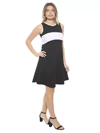 Womens Sleeveless Round Neck Knee Length Soft Flare A Line Dress