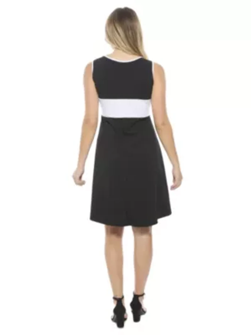 Womens Sleeveless Round Neck Knee Length Soft Flare A Line Dress