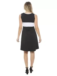 Womens Sleeveless Round Neck Knee Length Soft Flare A Line Dress