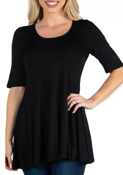 Women's Elbow Sleeve Swing Tunic Top