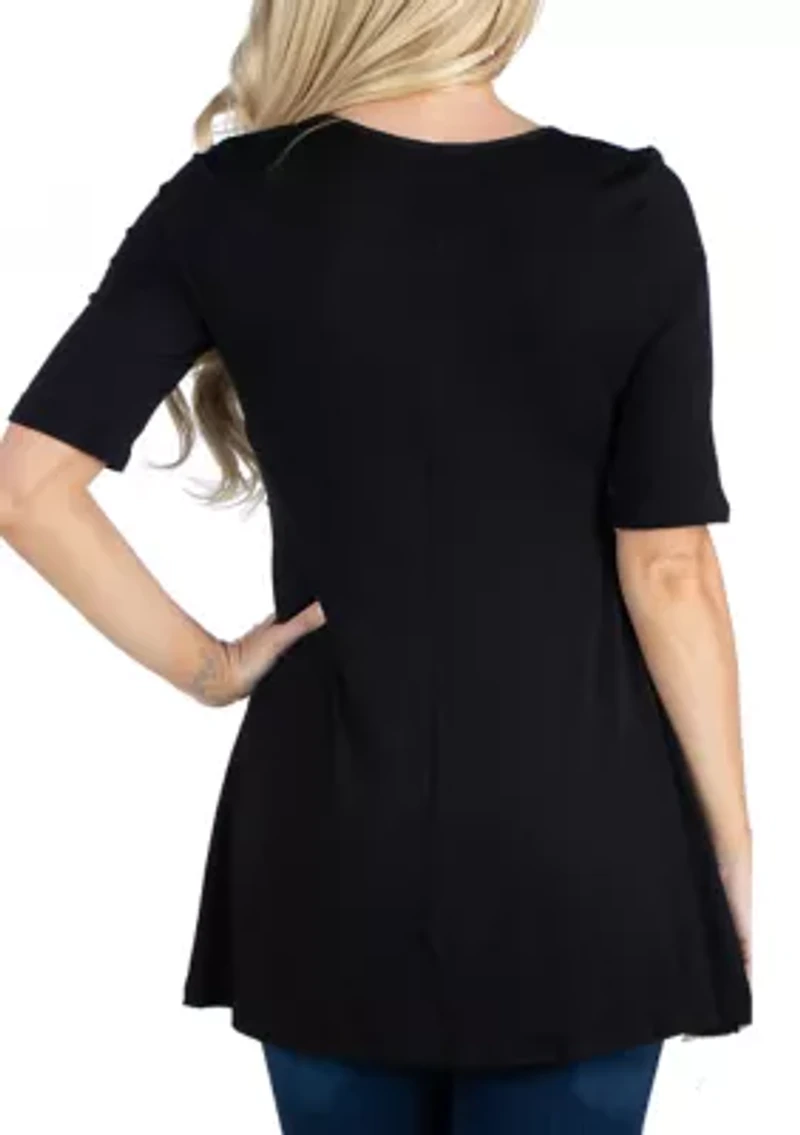 Women's Elbow Sleeve Swing Tunic Top