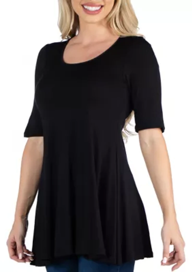 Women's Elbow Sleeve Swing Tunic Top