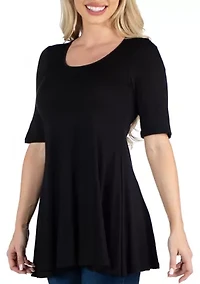 Women's Elbow Sleeve Swing Tunic Top