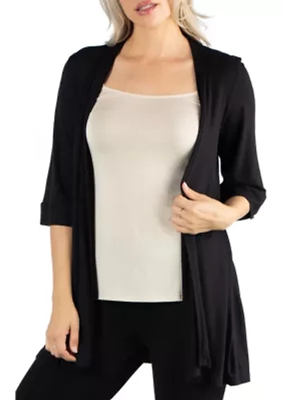 Women's Open Front Elbow Length Sleeve Cardigan