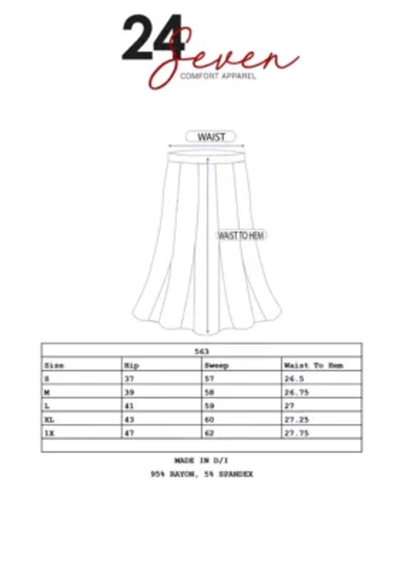 A Line Elastic Waist Knee Length Skirt