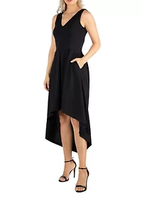 Women's Sleeveless Fit-and-Flare High Low Dress
