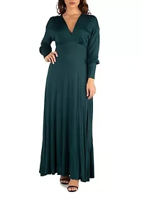 Women's V-Neck Long Sleeve Maxi Dress