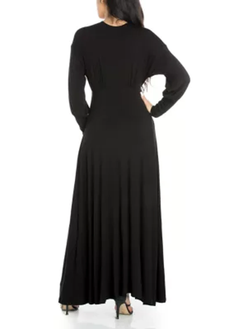 Women's V-Neck Long Sleeve Maxi Dress