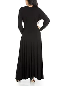 Women's V-Neck Long Sleeve Maxi Dress