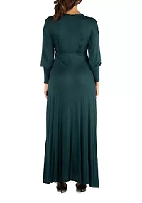 Women's V-Neck Long Sleeve Maxi Dress