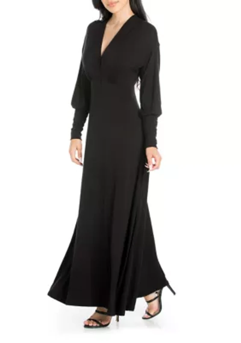 Women's V-Neck Long Sleeve Maxi Dress