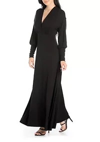 Women's V-Neck Long Sleeve Maxi Dress