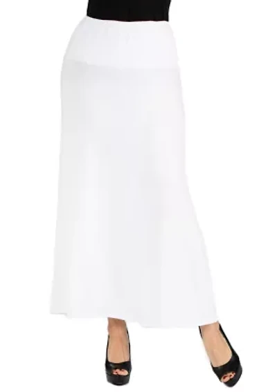 Women's Elastic Waist Solid Color Maxi Skirt