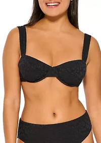 Animal Texture Draped Straps Underwire Bikini Swim Top