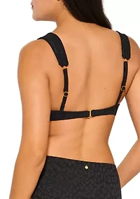 Animal Texture Draped Straps Underwire Bikini Swim Top